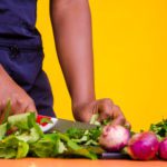 Individual cutting groceries