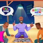 Animated dad, friend and son