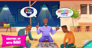 Animated dad, friend and son